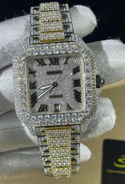 fake ice watch buy|moissanite bust down watch.